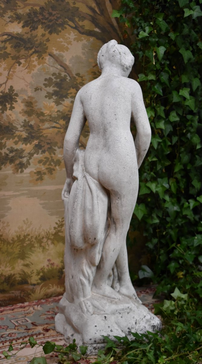 Diane Au Bain, Statue De Jardin, Reconstituted Stone, After Falconet ( 1716-1791) , 20th Century-photo-2