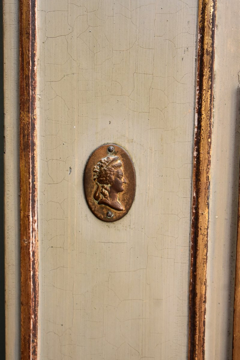Louis XVI Style Trumeau, Lacquered And Gilded Wood, Country Scene, Village Fete, 19th Century-photo-4
