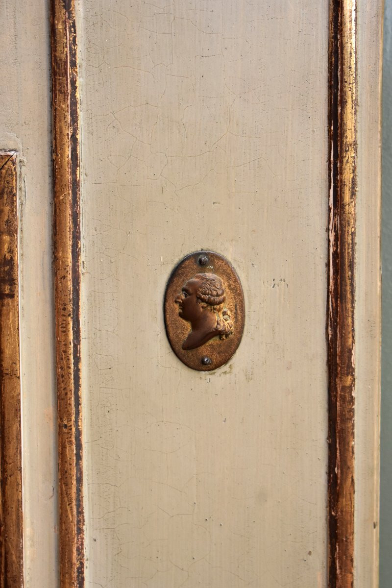 Louis XVI Style Trumeau, Lacquered And Gilded Wood, Country Scene, Village Fete, 19th Century-photo-5
