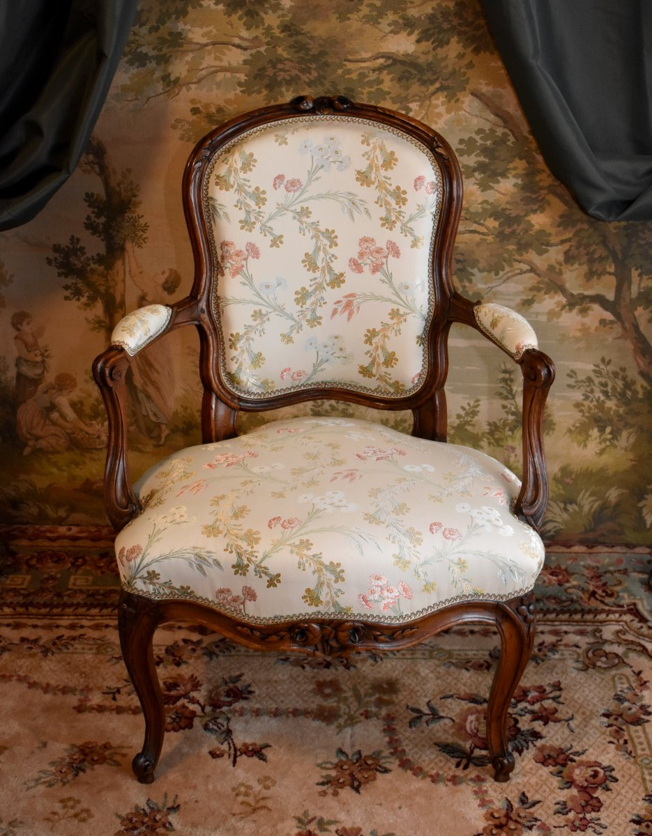 Fauteuil Provençal d' Epoque Louis XV, Provence Epoque XVIII ème,  Cabriolet -photo-2