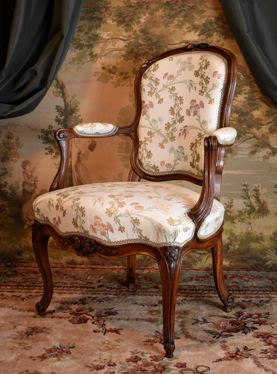 Fauteuil Provençal d' Epoque Louis XV, Provence Epoque XVIII ème,  Cabriolet -photo-3