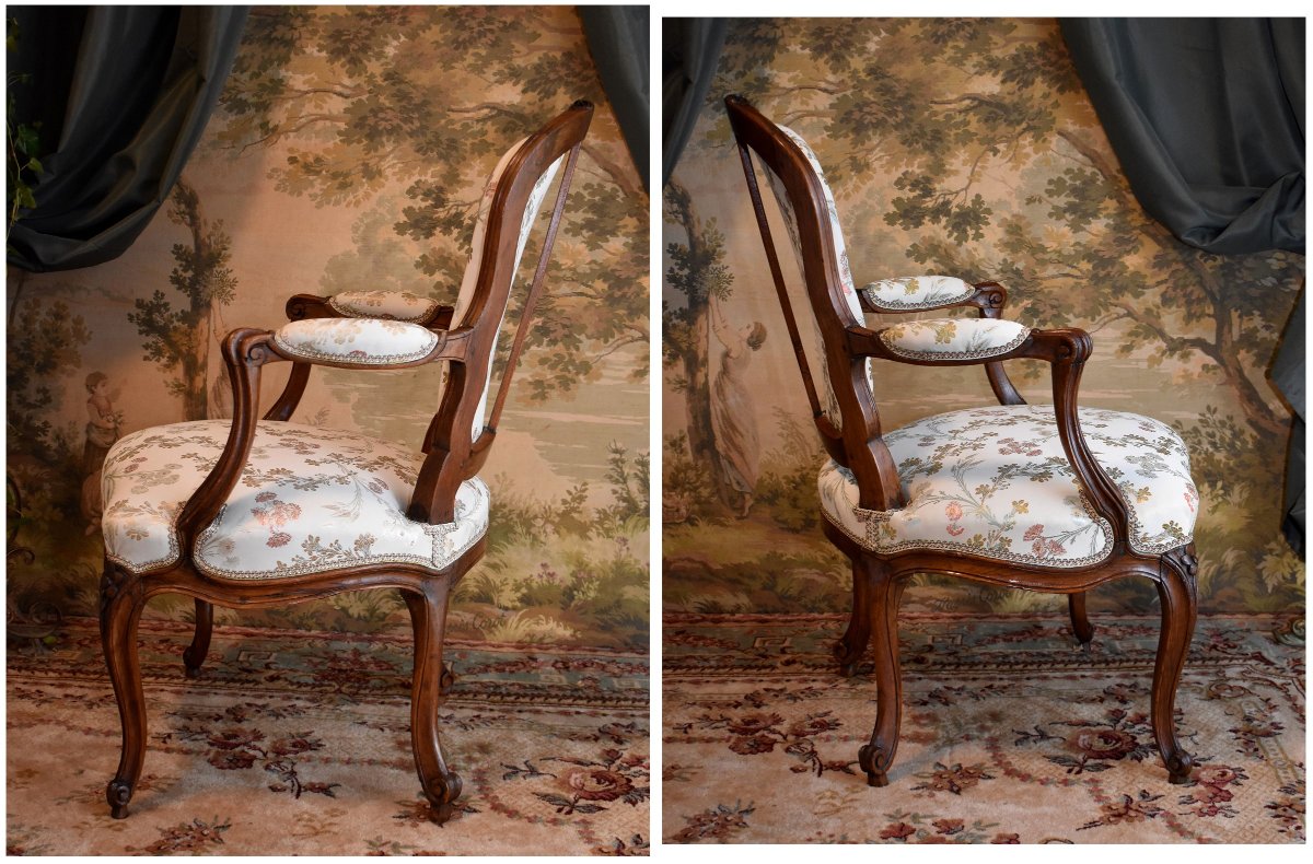Fauteuil Provençal d' Epoque Louis XV, Provence Epoque XVIII ème,  Cabriolet -photo-4