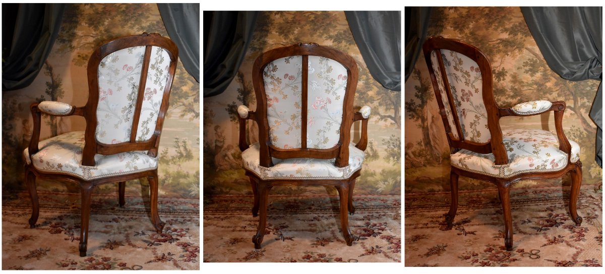 Fauteuil Provençal d' Epoque Louis XV, Provence Epoque XVIII ème,  Cabriolet -photo-1