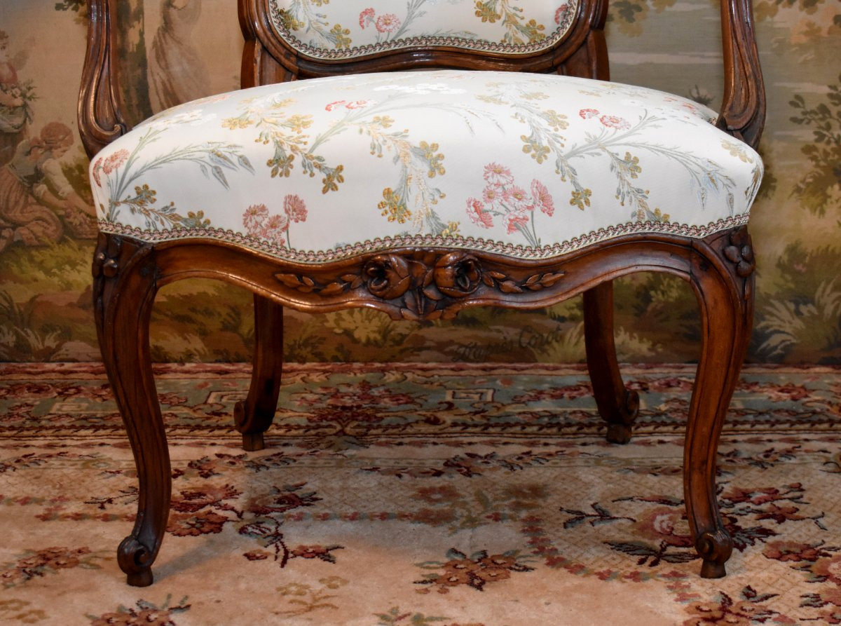 Fauteuil Provençal d' Epoque Louis XV, Provence Epoque XVIII ème,  Cabriolet -photo-5