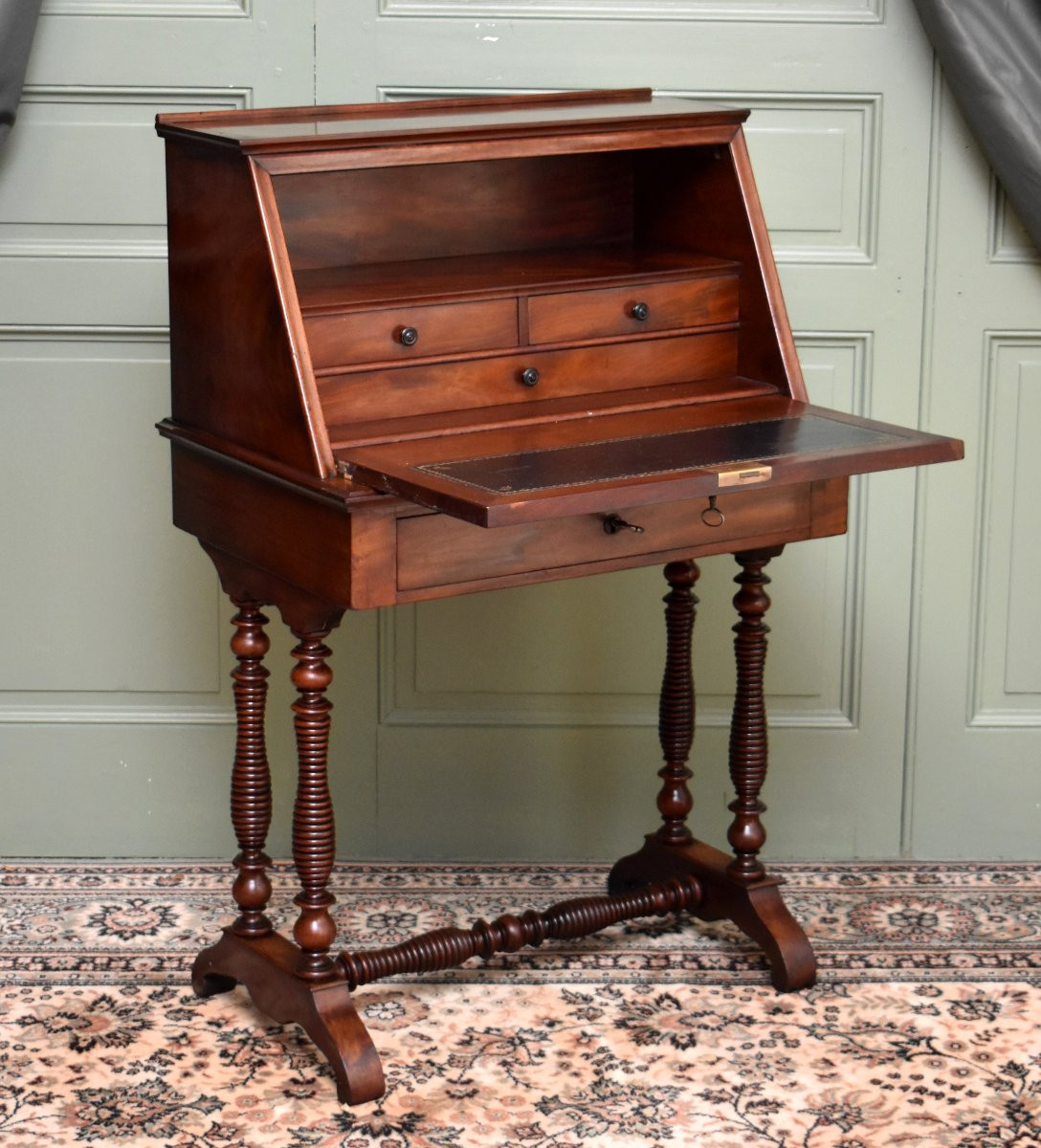 Secrétaire de Dame, Bonheur du Jour, Bureau de Pente, Epoque  Louis Philippe, Acajou, XIXème-photo-1