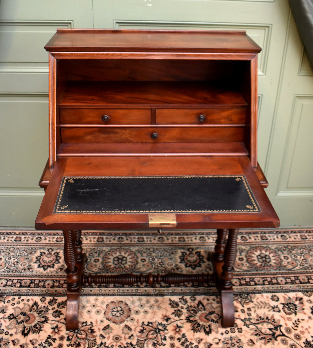 Secrétaire de Dame, Bonheur du Jour, Bureau de Pente, Epoque  Louis Philippe, Acajou, XIXème-photo-4