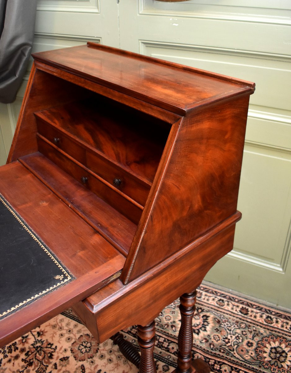 Secrétaire de Dame, Bonheur du Jour, Bureau de Pente, Epoque  Louis Philippe, Acajou, XIXème-photo-5