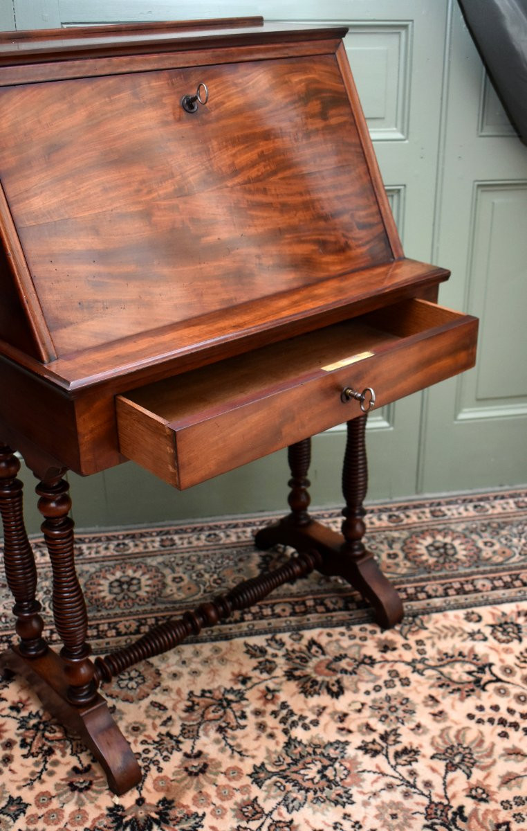 Secrétaire de Dame, Bonheur du Jour, Bureau de Pente, Epoque  Louis Philippe, Acajou, XIXème-photo-6