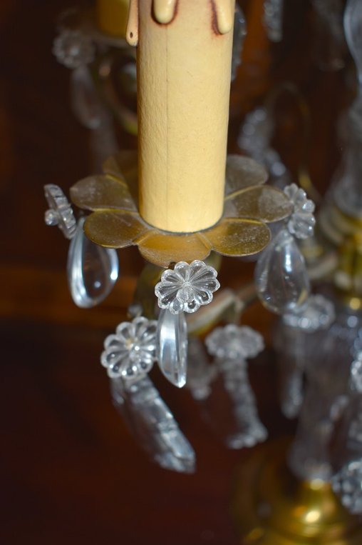 Grande Girandole de Style louis XV , Pampilles Cristal, Cinq Feux, Epoque Milieu XXème-photo-1