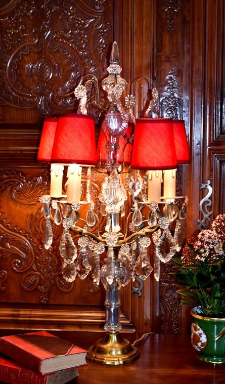 Grande Girandole de Style louis XV , Pampilles Cristal, Cinq Feux, Epoque Milieu XXème-photo-3