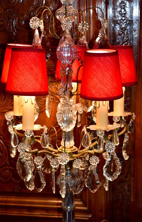 Grande Girandole de Style louis XV , Pampilles Cristal, Cinq Feux, Epoque Milieu XXème-photo-5