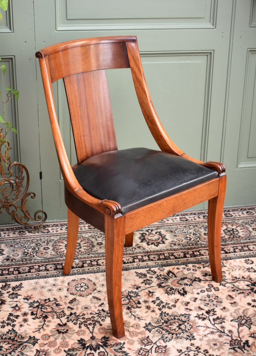 Restoration Style Office Chair, Leather Seat, Early 20th Century-photo-2