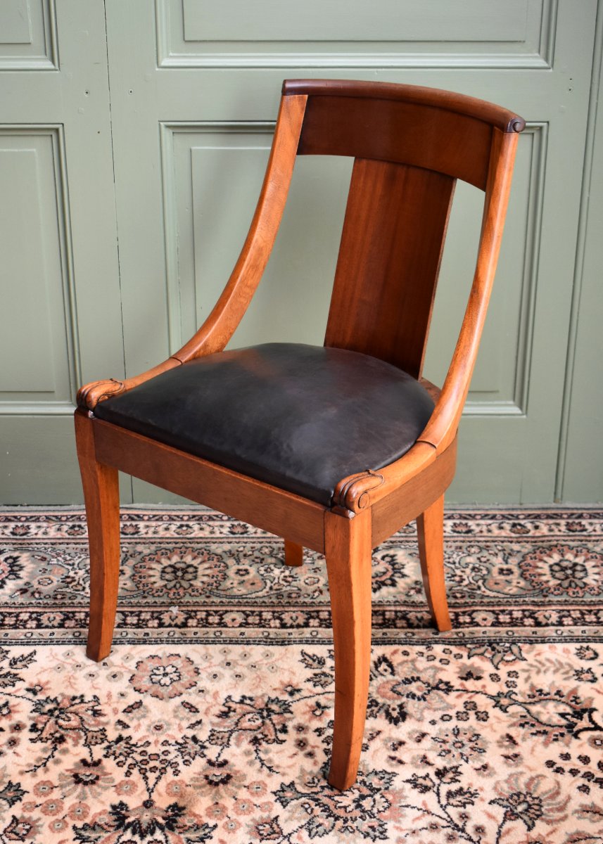 Restoration Style Office Chair, Leather Seat, Early 20th Century-photo-4