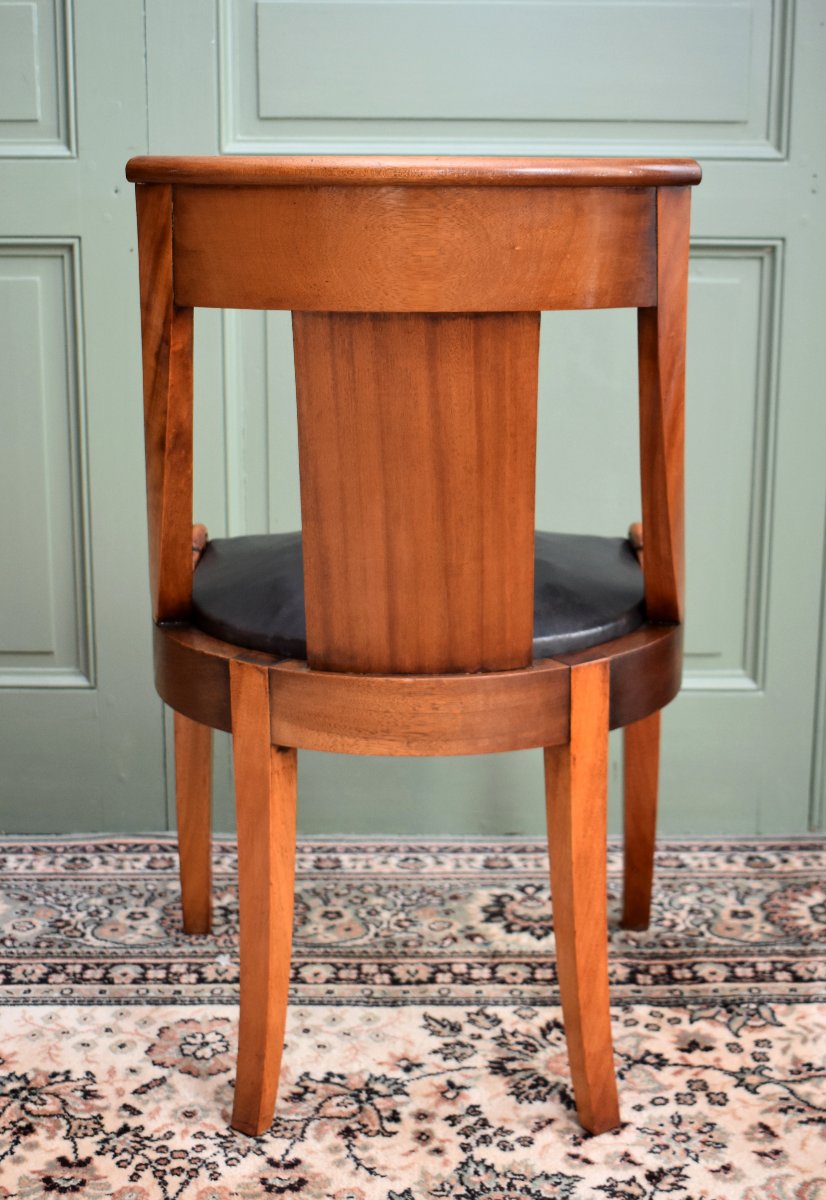 Restoration Style Office Chair, Leather Seat, Early 20th Century-photo-2