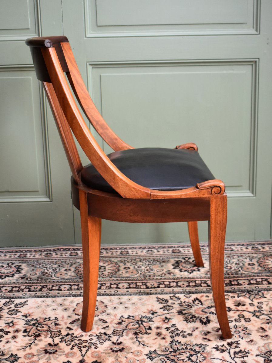 Restoration Style Office Chair, Leather Seat, Early 20th Century-photo-3