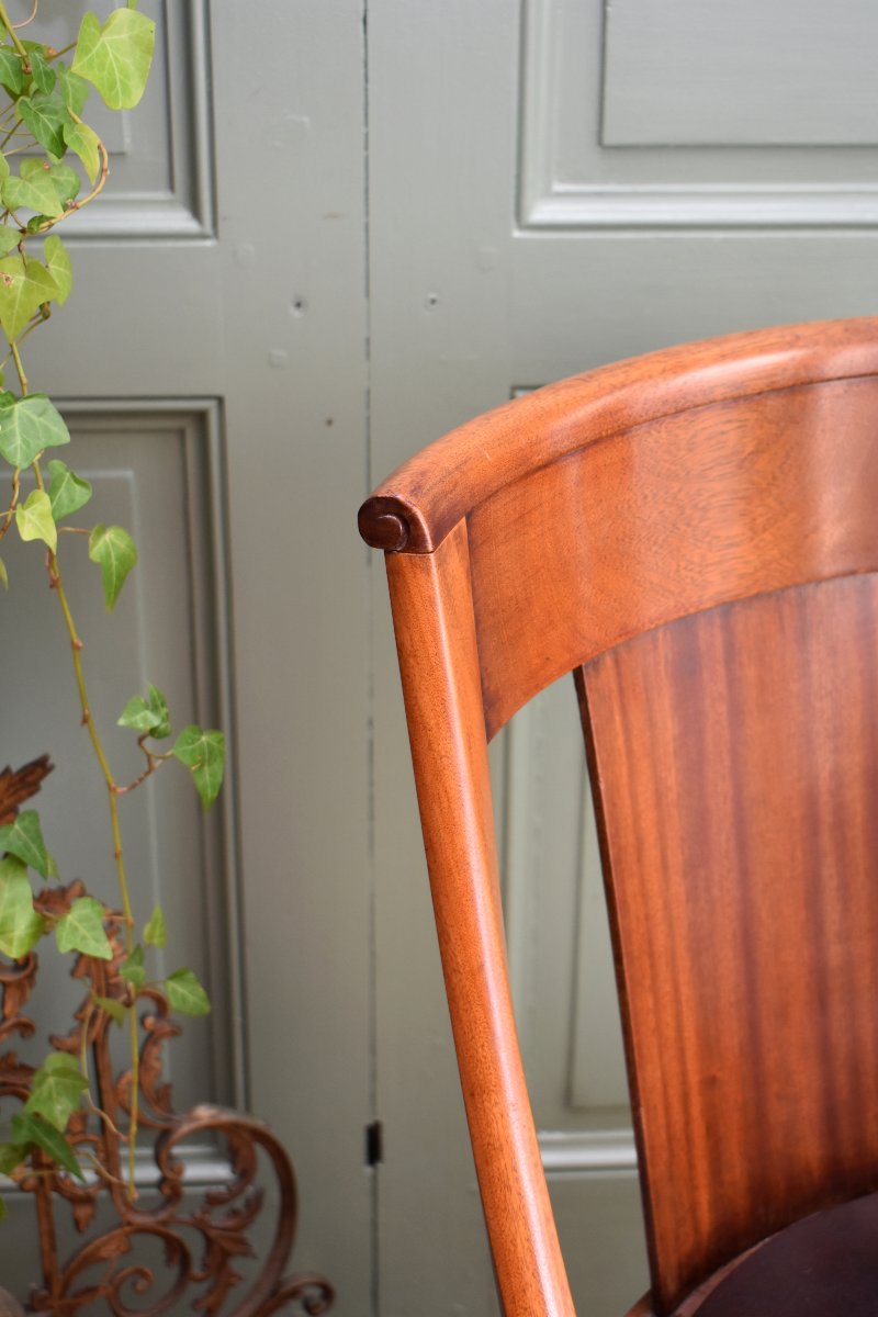 Restoration Style Office Chair, Leather Seat, Early 20th Century-photo-4