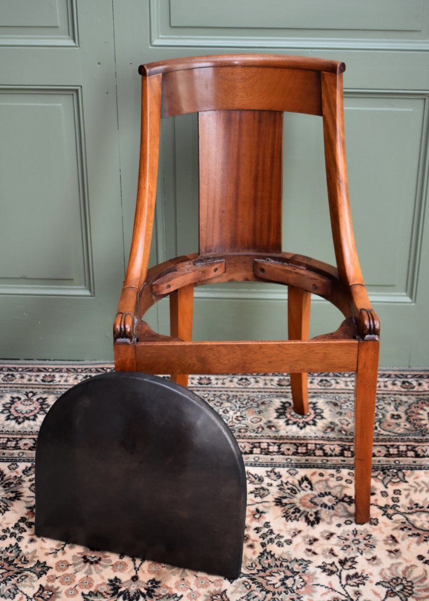 Restoration Style Office Chair, Leather Seat, Early 20th Century-photo-6