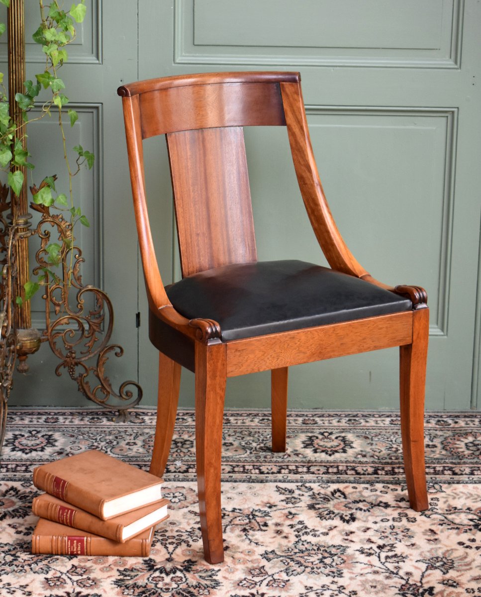 Restoration Style Office Chair, Leather Seat, Early 20th Century