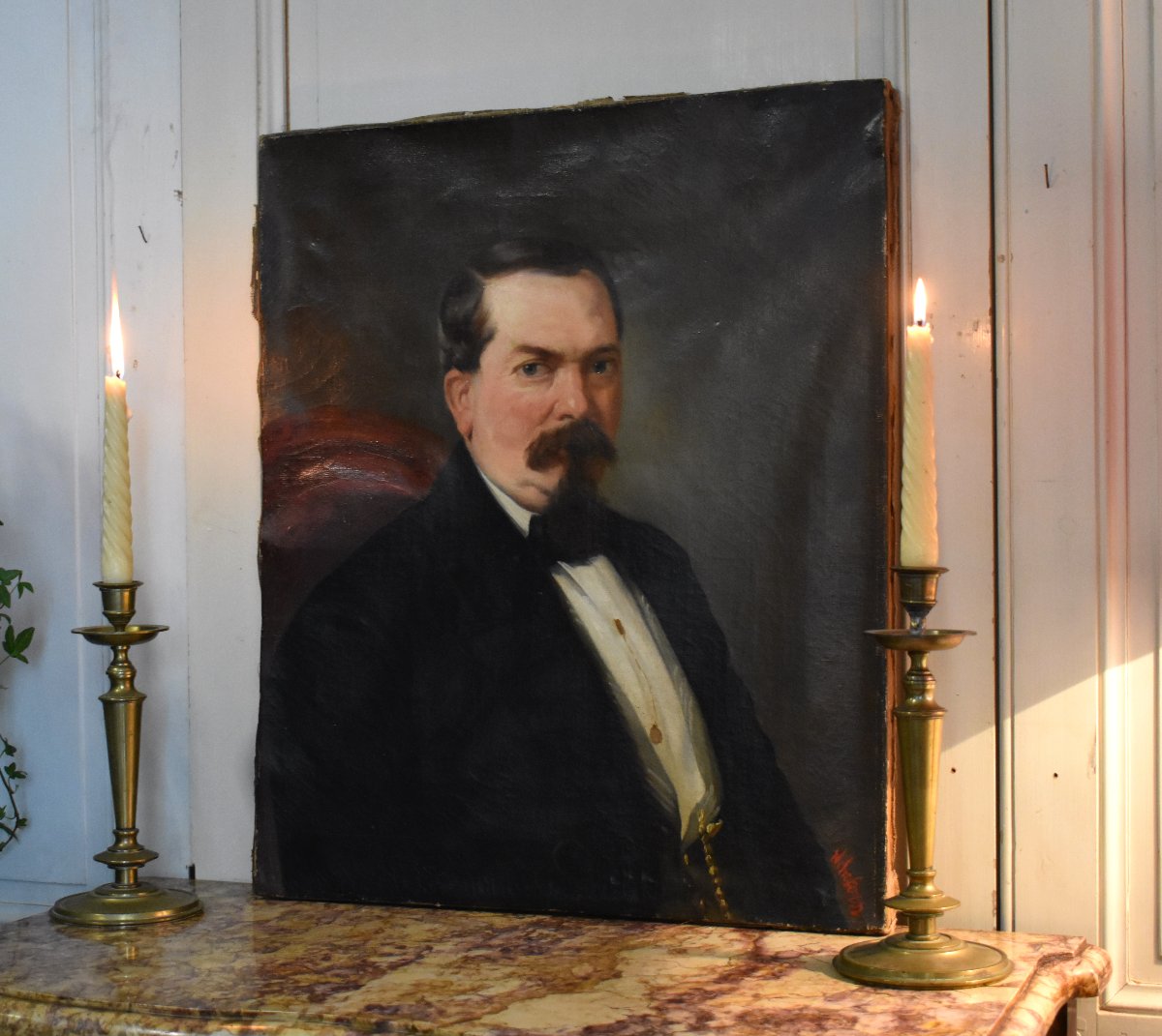 Portrait Of A Scottish Notable, Oil On Canvas, 19th Century-photo-3