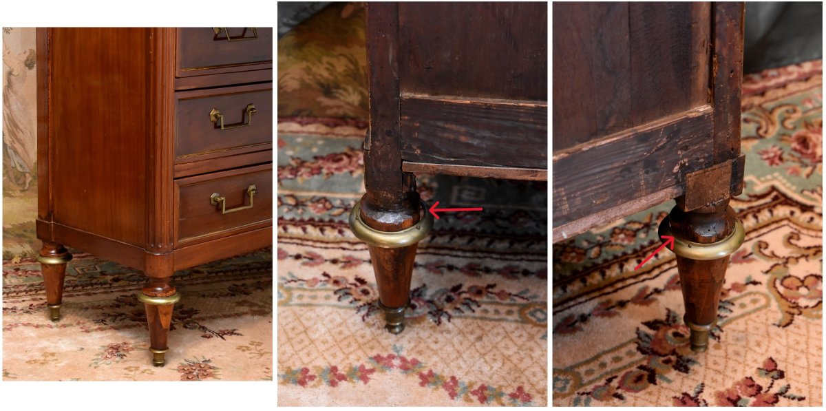 Louis XVI Period Secretary, Early Directoire, 18th Century, Speckled Mahogany, Cloverleaf Locks-photo-7