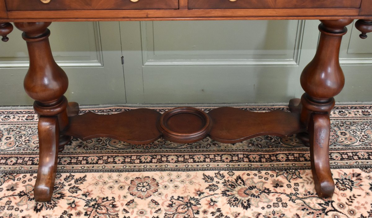 Console Anglaise en Acajou et Cuir, Epoque Fin XIXème, Angleterre-photo-2