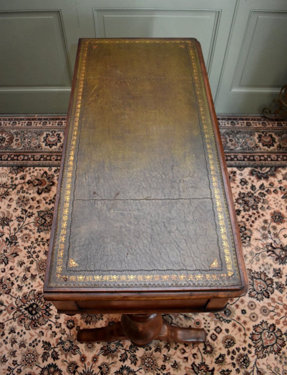 Console Anglaise en Acajou et Cuir, Epoque Fin XIXème, Angleterre-photo-4