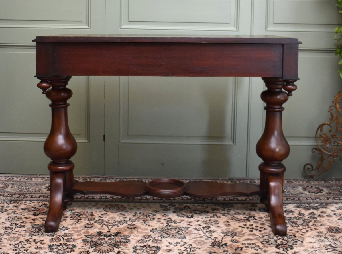 Console Anglaise en Acajou et Cuir, Epoque Fin XIXème, Angleterre-photo-8