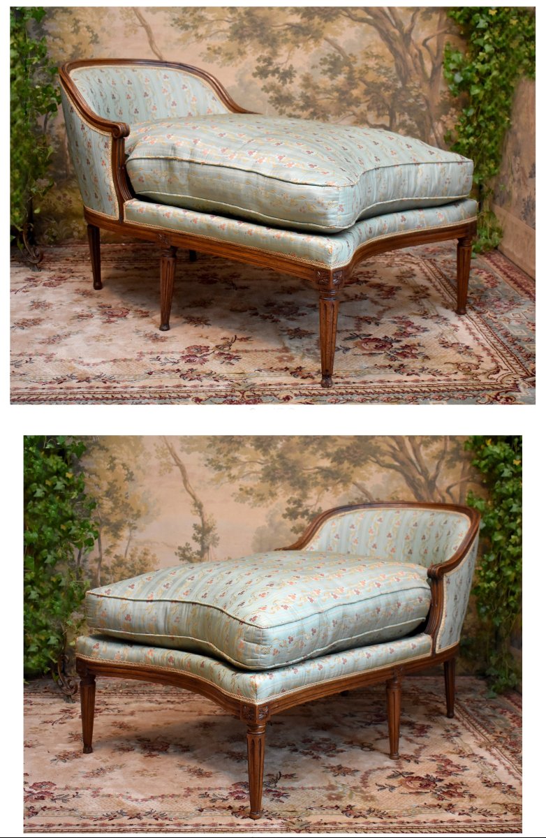 Gondola-shaped "duchesse Brisée" Chair, Louis XVI Period, 18th Century, Circa 1780, With Armrest And Footrest-photo-3