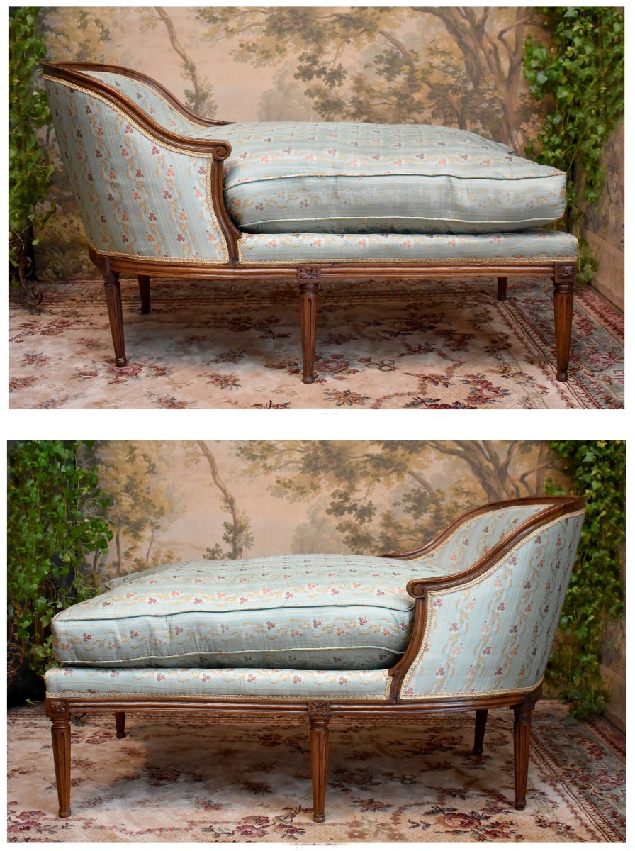 Gondola-shaped "duchesse Brisée" Chair, Louis XVI Period, 18th Century, Circa 1780, With Armrest And Footrest-photo-4