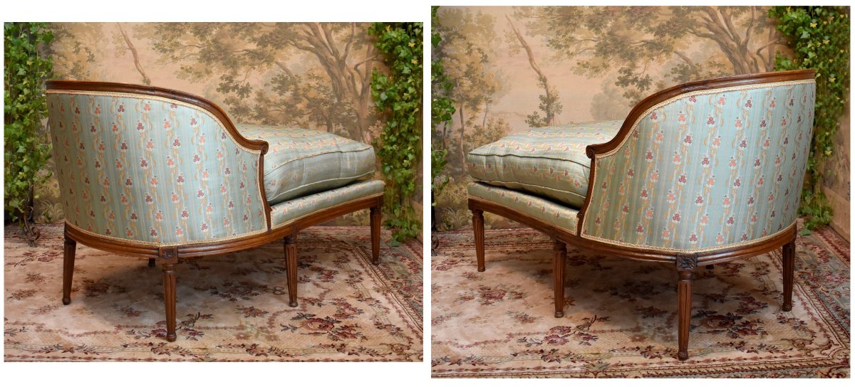 Gondola-shaped "duchesse Brisée" Chair, Louis XVI Period, 18th Century, Circa 1780, With Armrest And Footrest-photo-1
