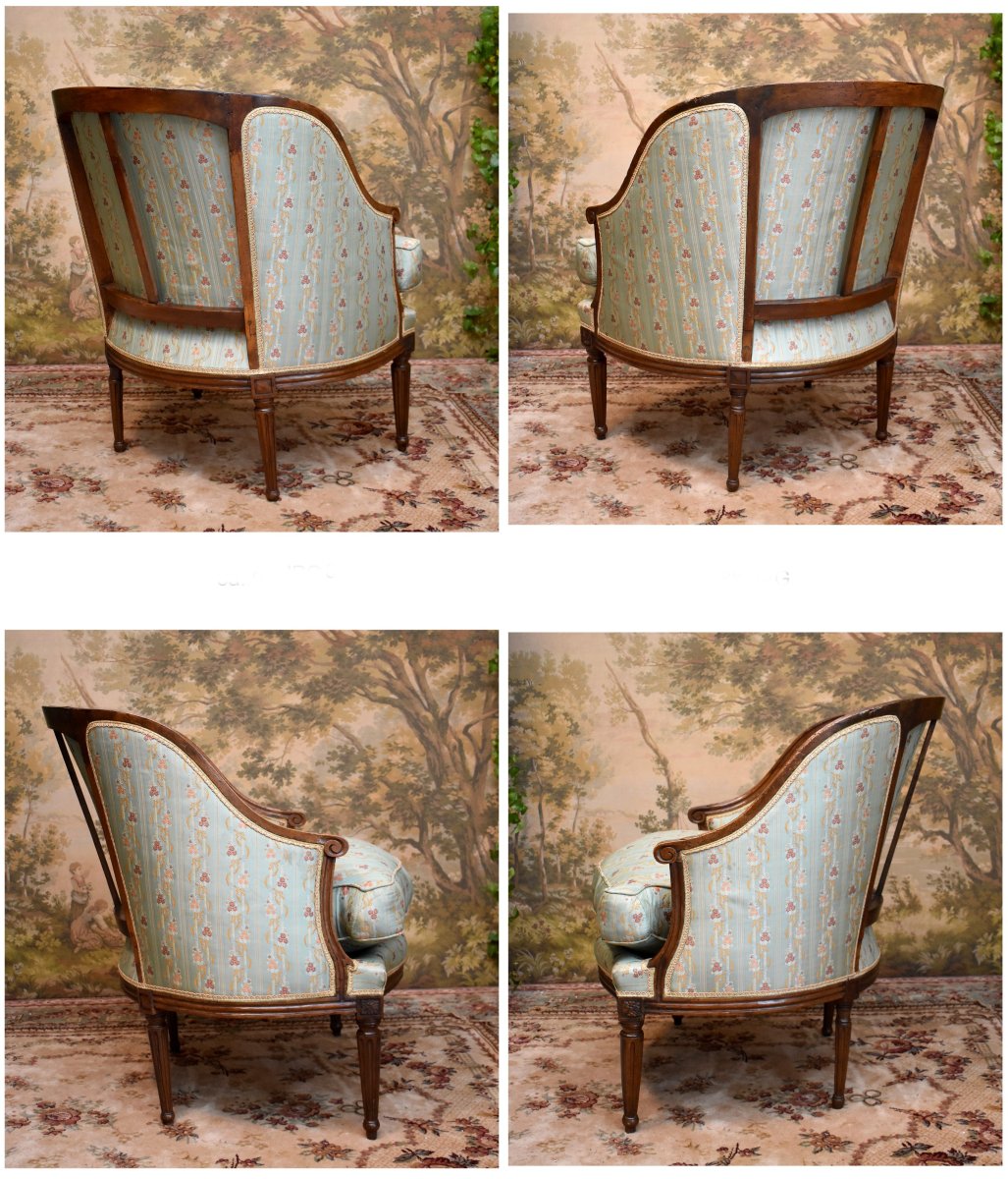 Gondola-shaped "duchesse Brisée" Chair, Louis XVI Period, 18th Century, Circa 1780, With Armrest And Footrest-photo-4