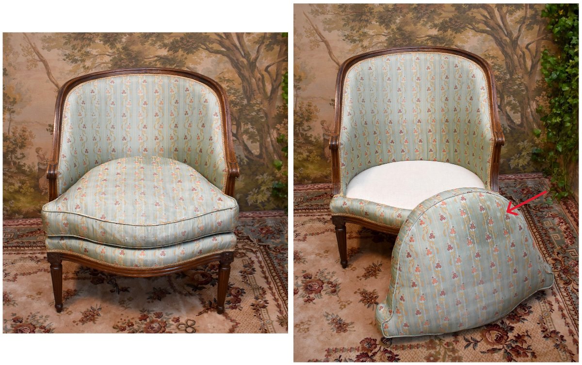 Gondola-shaped "duchesse Brisée" Chair, Louis XVI Period, 18th Century, Circa 1780, With Armrest And Footrest-photo-5