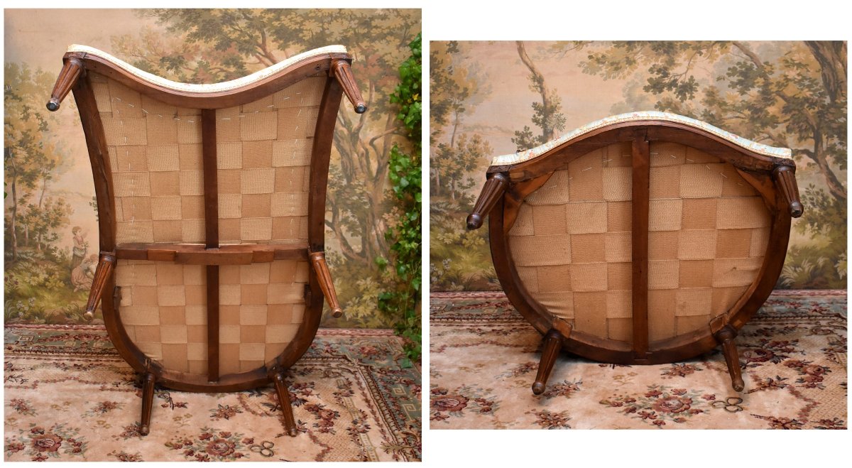 Gondola-shaped "duchesse Brisée" Chair, Louis XVI Period, 18th Century, Circa 1780, With Armrest And Footrest-photo-8