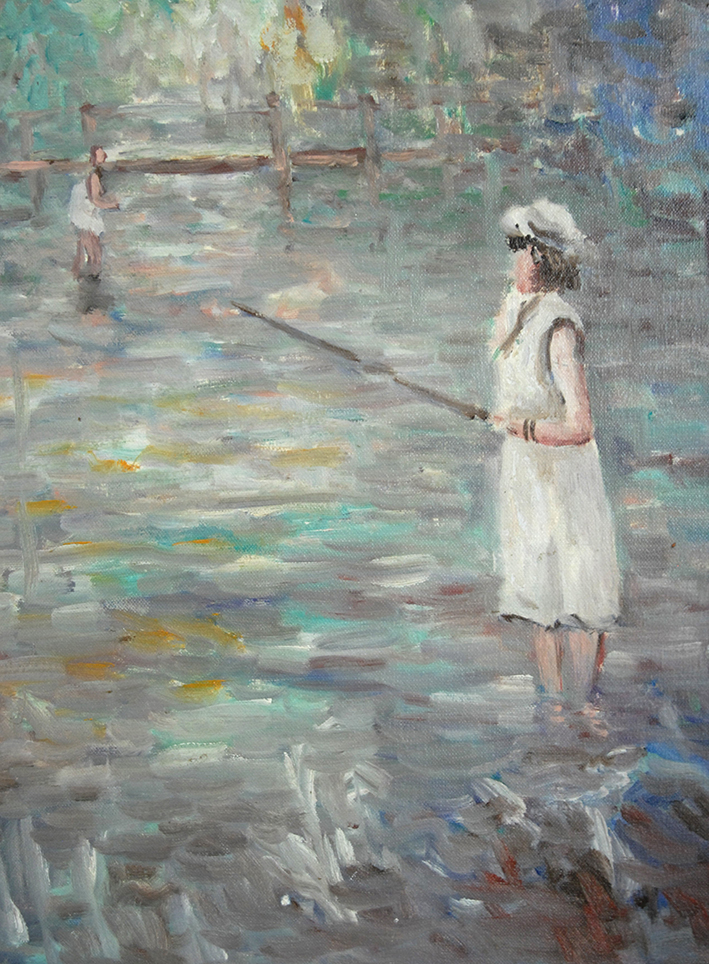 Vedal, "little Girls Fishing", Impressionist Taste, XXth-photo-1