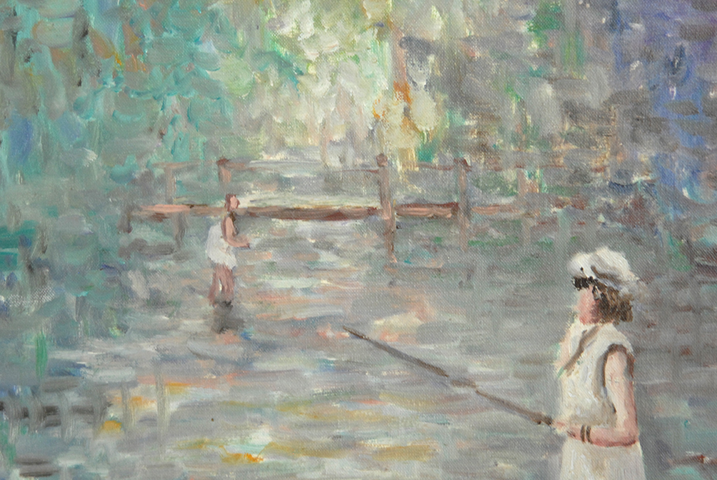 Vedal, "little Girls Fishing", Impressionist Taste, XXth-photo-3