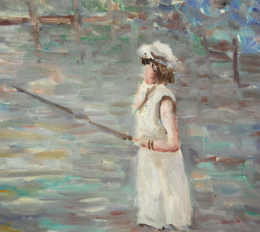 Vedal, "little Girls Fishing", Impressionist Taste, XXth-photo-5
