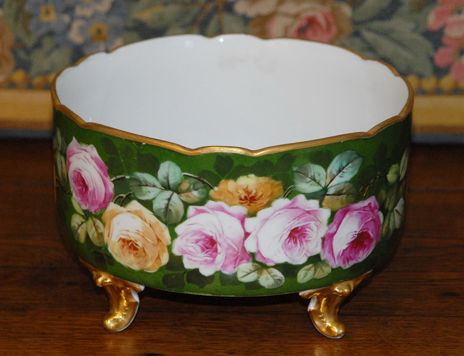 Cache Pot, Centerpiece, Hand Painted Limoges Procelaine-photo-2