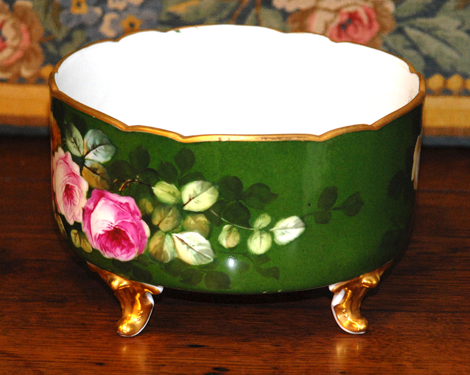 Cache Pot, Centerpiece, Hand Painted Limoges Procelaine-photo-3