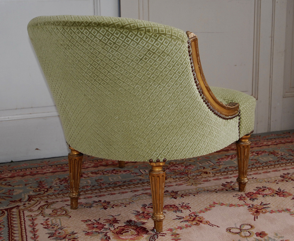 Gilded Wood Fireside Chair, Louis XVI Style, Epoque XIX-photo-5