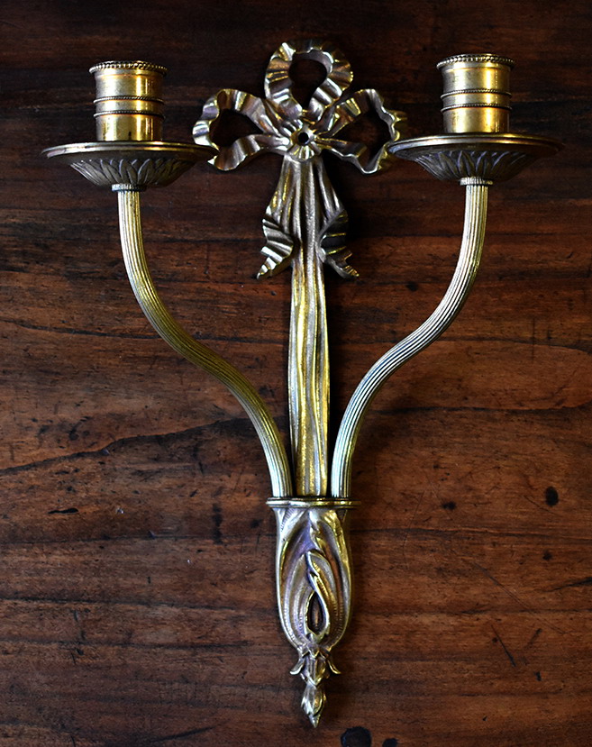 Paire d&#039;Appliques, Bougeoirs  en Bronze Dor&eacute; De Style Louis XVI-photo-6