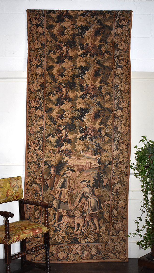 Pair Of Large Doors, Aubusson Tapestry, Theme Hunting, Height 2m88-photo-2