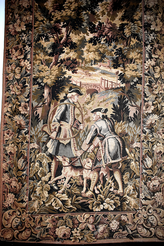 Pair Of Large Doors, Aubusson Tapestry, Theme Hunting, Height 2m88-photo-3