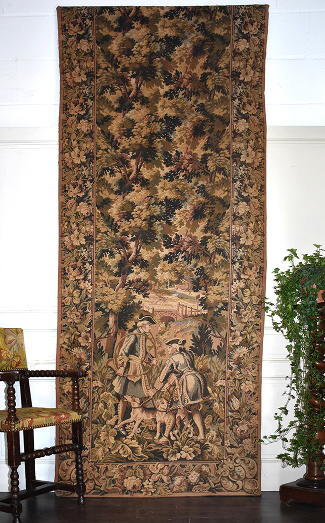 Pair Of Large Doors, Aubusson Tapestry, Theme Hunting, Height 2m88-photo-4