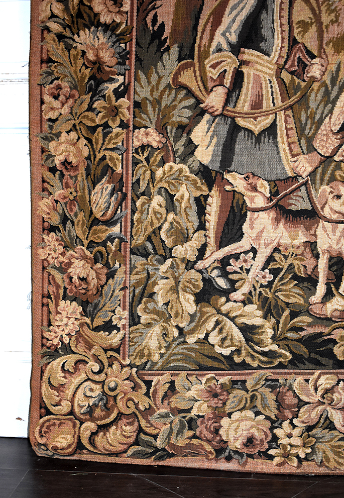 Pair Of Large Doors, Aubusson Tapestry, Theme Hunting, Height 2m88-photo-5