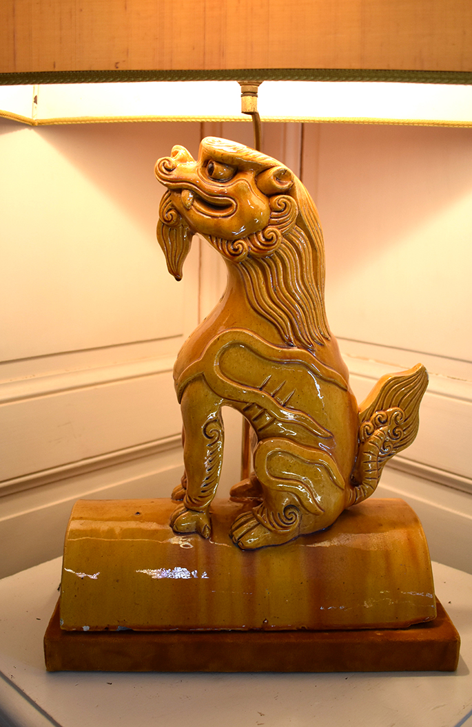 Chine, XIX&egrave;me, Lampe au Chien de F&ocirc;, Tuile Fa&icirc;ti&egrave;re En  Terre Cuite Emaill&eacute;e, Objet De Curiosit&eacute;-photo-7