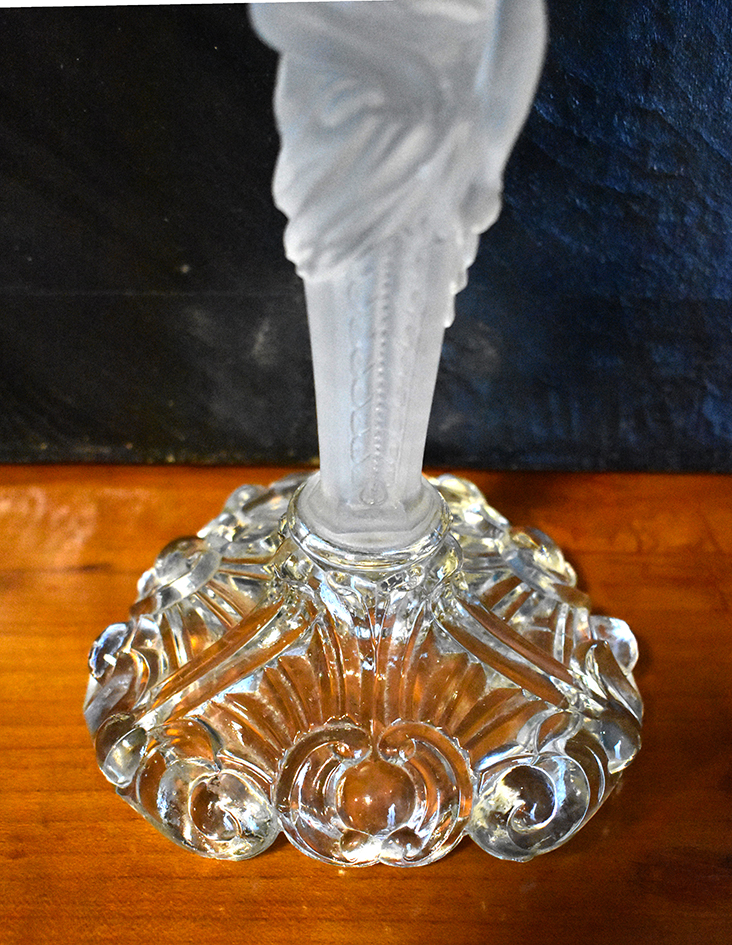 Pair Of Candlesticks In Atlantes, Glass And Crystal Frosted-photo-3