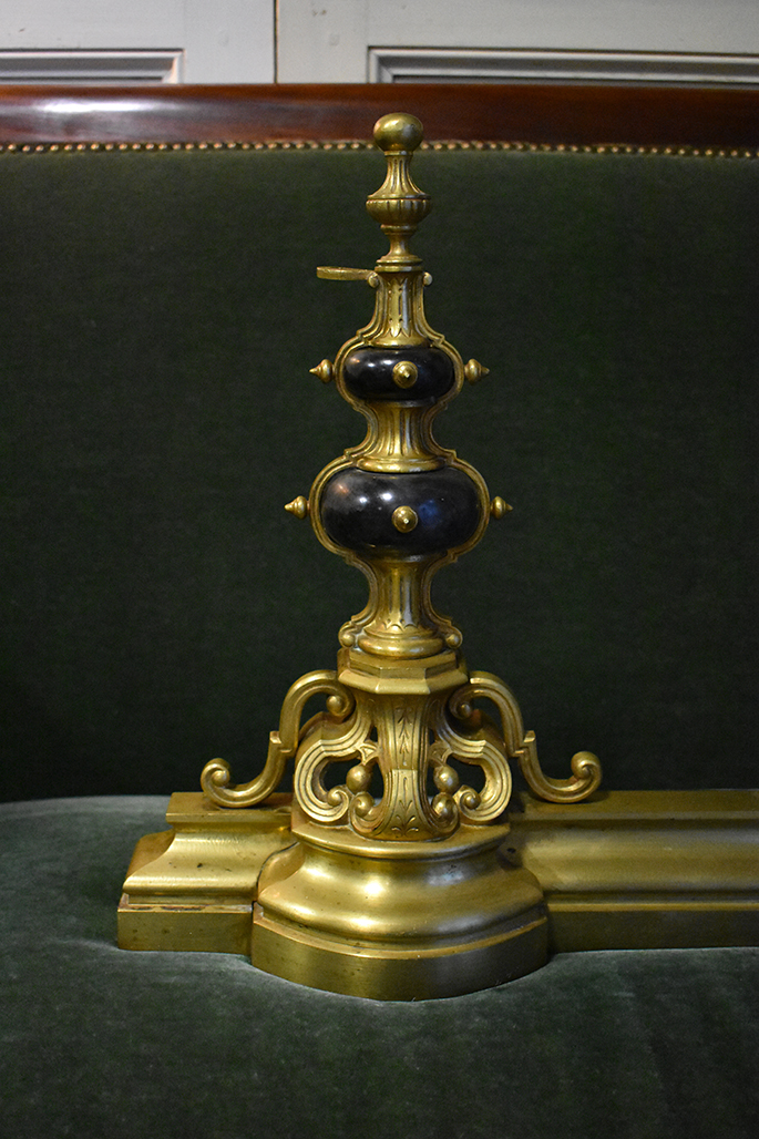 Barre De Cheminée En Bronze Et Marbre, Epoque Napoleon III, XIXeme-photo-3