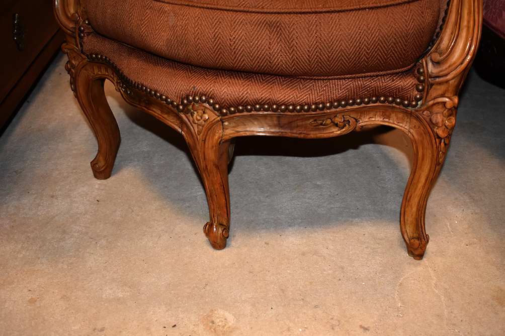 Bergère à Cinq Pieds, Fauteuil à 5 Pieds, Style Louis XV, Epoque XIXeme-photo-3