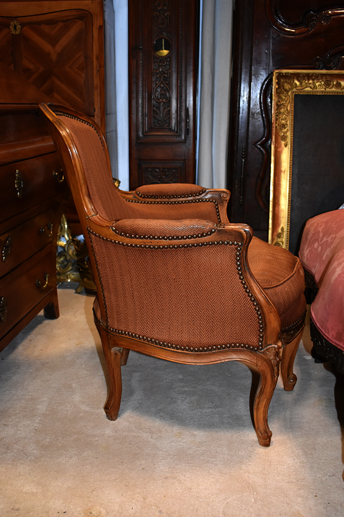 Bergere Five Feet, Armchair 5 Feet, Louis XV Style, Epoque XIX-photo-3