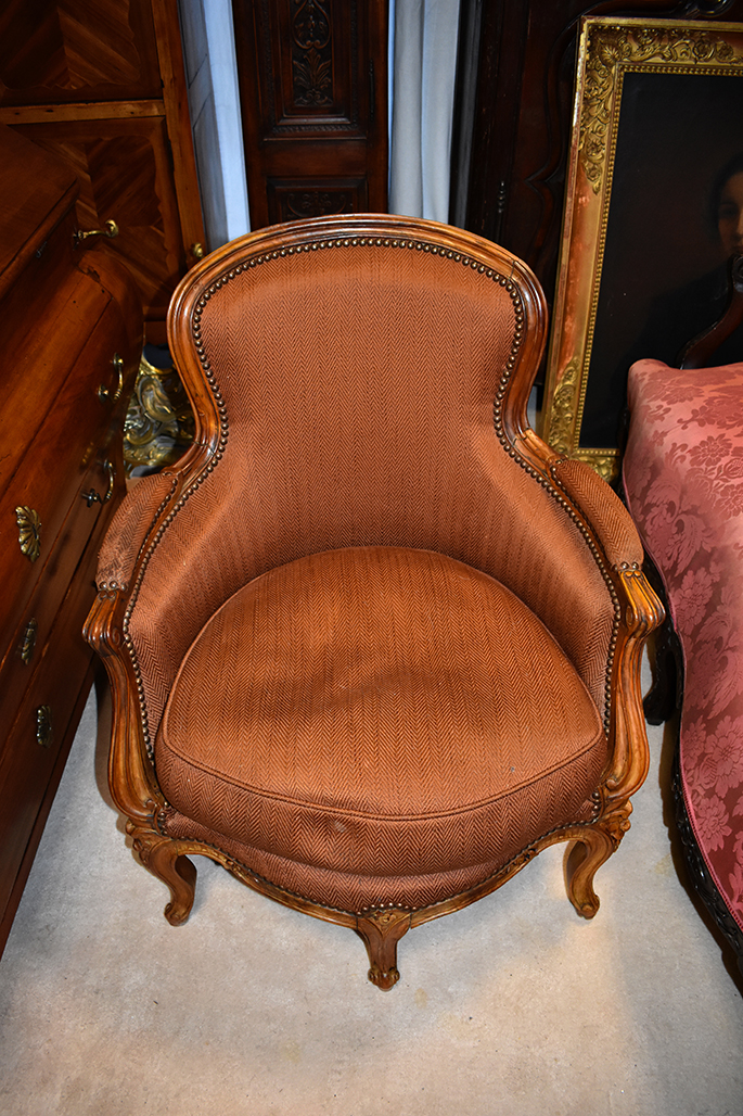 Bergere Five Feet, Armchair 5 Feet, Louis XV Style, Epoque XIX-photo-6